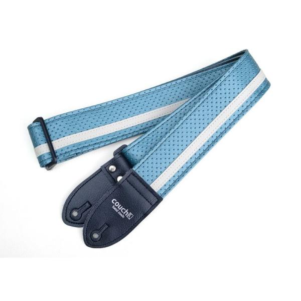 Couch Guitar Strap RacerX Aqua Metallic and White ...