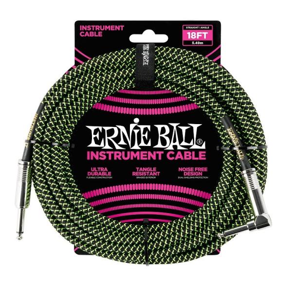 ERNIE BALL Braided Instrument Cable 18ft S/L (Blac...