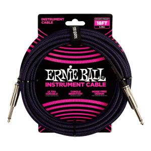 ERNIE BALL Braided Instrument Cable 18ft S/S (Purple/Black) [#6395]｜shibuya-ikebe