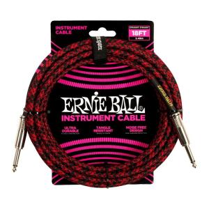 ERNIE BALL Braided Instrument Cable 18ft S/S (Red/Black) [#6396]｜shibuya-ikebe