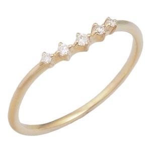 agete(アガット) ピンキー リング リボン ダイヤモンド 0.03ct 5号 10