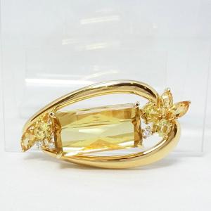 【送料無料】タサキ TASAKI 田崎真珠 K18 シトリン11.60ct ダイヤモンド ブローチ ペンダントトップ★新品仕上げ済美品★｜shichi-nishigaki