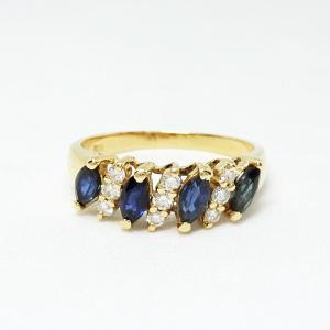 【送料無料】クイーンジュエリー QUEEN JEWELRY 750YG サファイア ダイヤモンド リング 12.5号★仕上げ済美品★｜shichi-nishigaki