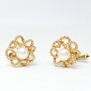 【送料無料】ミキモト MIKIMOTO K14 アコヤパール カフス ★仕上げ済み美品★｜shichi-nishigaki