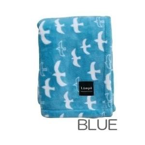 現代百貨 Lampo ブランケット マイクロフランネル BIRDデザイン BLUE A463