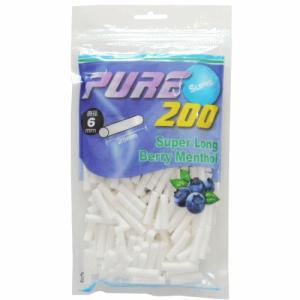 pure ピュア スリムスーパーロング フレーバーフィルター ベリーメンソール  手巻きタバコ用フィルター 200個入り シャグ 喫煙具 メール便250円対応