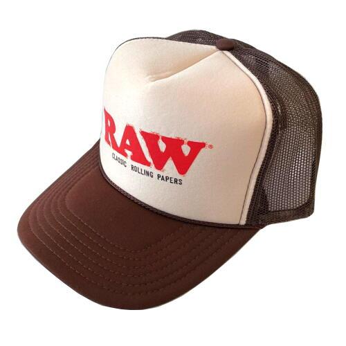 RAW  メッシュキャップ  フリーサイズ ブラウン ロウ ロー  ロゴ 帽子