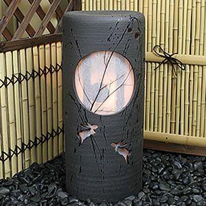 信楽焼 屋内灯 月うさぎ灯り 直径３６cm 信楽焼 風の水琴洞夢 月うさぎ 癒しのあかりと風鈴の音色が幻想