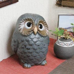 九谷焼 フクロウ 置物 陶器 ふくろう 緑青盛 風水 開運 縁起物 誕生日