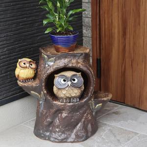 信楽焼 花台 ふくろう 陶器 フラワースタンド かわいい おしゃれ 玄関