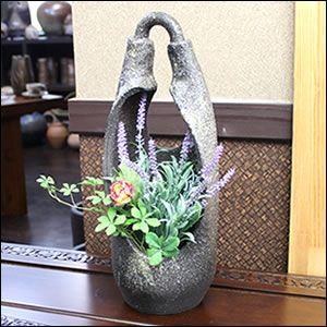 信楽焼 花カゴ卓飾り 和風 癒し 壷 つぼ 花瓶 花器 陶器 花入れ