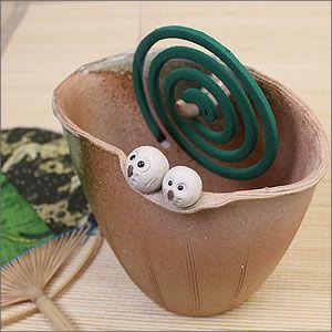 信楽焼 蚊やり 蚊取り ふくろう蚊やり器 陶器 蚊やり器 蚊遣り器