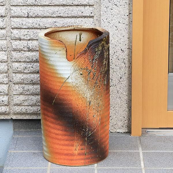傘立て 陶器 おしゃれ 信楽焼 かさたて 和風 傘入れ モダン 緋色 玄関 新築祝 スリム ギフト ...