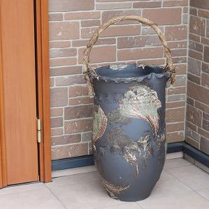 傘立て 陶器 信楽焼 おしゃれ 黒 ネコ ねこ 猫 傘入れ モダン