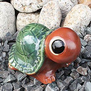 信楽焼 6号福亀 火色 長寿にご利益がある亀  縁起物のかめ置物 陶器カメ　しがらき 庭 おきもの ...