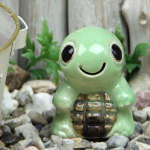 信楽焼 ミニ亀 緑  学問 実力長寿にご利益がある亀  縁起物のかめ置物 陶器カメ　しがらき 庭 お...