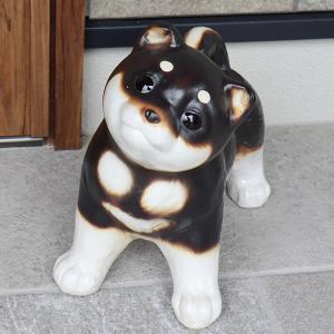 信楽焼 黒豆柴表札犬 柴犬（黒） いぬ置物 文字入れ出来る犬置物 イヌ