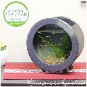 信楽焼 陶器水槽 丸型 茶色 陶器 ガラス 水槽 和風  インテリア