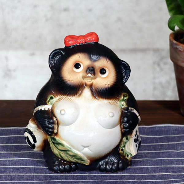 信楽焼 狸 陶器 たぬき タヌキ 陶器 開運 かわいい 和風 商売繁盛 女の子 開店祝 ギフト 置物...