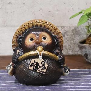 信楽焼 ビリケン狸(黄) BIRIKENN ビリケン様 たぬき タヌキ 狸 開運