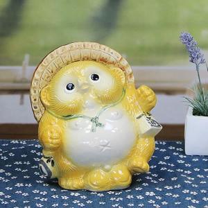 信楽焼 13号風水狸(黄)狸 たぬき タヌキ 開運 縁起物 可愛い 陶器 商売