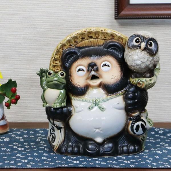 信楽焼 9号満願成就狸(笑い目) たぬき タヌキ 狸 開運 縁起物 可愛い 陶器 商売繁盛 ギフト ...