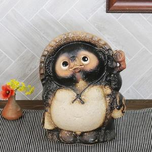 信楽焼 11号ふくろう蛙持ち狸 たぬき タヌキ 狸 開運 縁起物 可愛い
