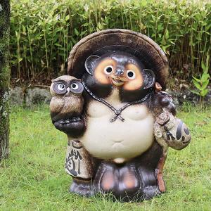 信楽焼 30号古信楽風福ひねり狸 たぬき タヌキ 開運 縁起物 可愛い
