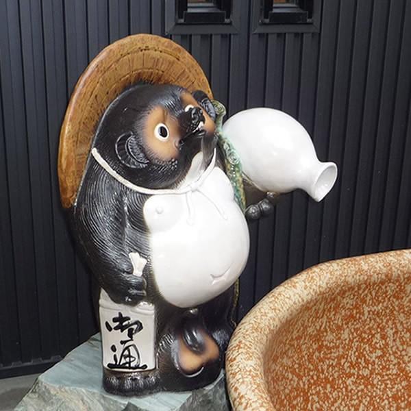 信楽焼 たぬき湯差し口 吐水口 湯口 陶器浴槽 セット 湯こぼし 陶器蛇口 陶器 狸 タヌキ 浴槽 ...