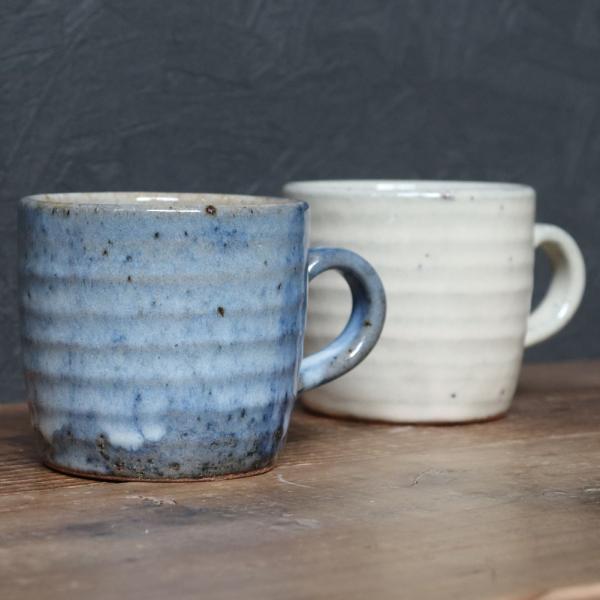 信楽焼 ペア マグカップ 保温 2客セット 陶器 結婚祝 スープカップ おしゃれ 和食器 青雲・雲海...