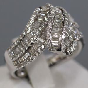 リング K18 18金 WG ホワイトゴールド 指輪 16.5号 オニキス ダイヤ