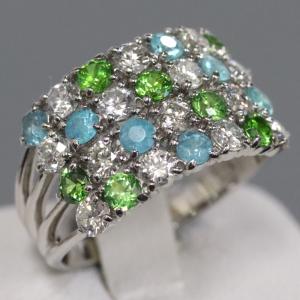 Pt900デマントイドガーネットダイヤモンドリング G0.180 D0.25 3.5g  