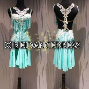 社交ダンスドレス　 ラテンドレス　モダンドレス　ロングスカート　ダンスウエア　競技　デモ　パーティー　ダンス衣装　ワンピース