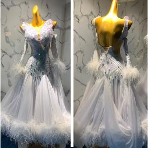 社交ダンスドレス　 ラテンドレス　モダンドレス　ロングスカート　ダンスウエア　競技　デモ　パーティー　ダンス衣装　ワンピース 013072