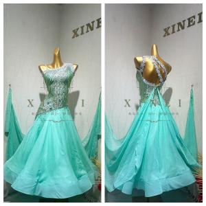 社交ダンスドレス　 ラテンドレス　モダンドレス　ロングスカート　ダンスウエア　競技　デモ　パーティー　ダンス衣装　ワンピース 013776