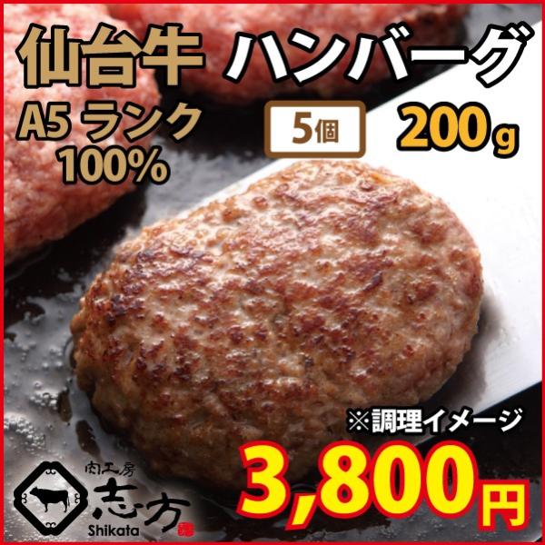 仙台牛 ハンバーグ 5個 A5ランク100% 牛肉