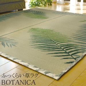 い草 カーペット ラグ 夏用 おしゃれ リゾート リーフ柄  ギフト プレゼント グリーン ふっくら ボタニカ 140x200