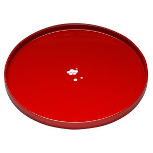 お盆 24cm 木製 トレー あわび貝 螺鈿装飾 丸盆 高岡漆器 黒柄 さくら