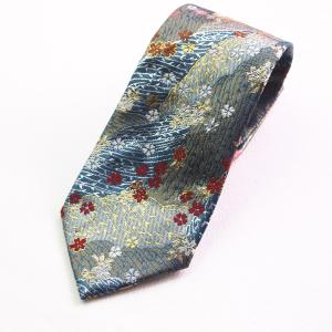 高級金襴布の ネクタイ 和柄 一本一本 ハンドメイド 日本製 （青金襴）