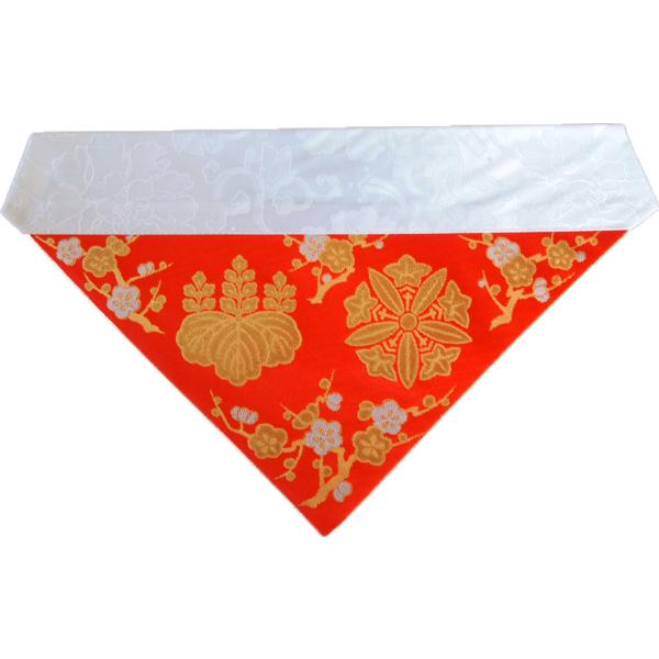 打ち敷き （内敷き） 曹洞宗 家紋 高級金らん布 赤色 三角 幅42cm (100代)