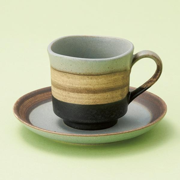 コーヒーカップ ソーサー セピアグレー 和陶器 土物 おしゃれ 業務用 美濃焼