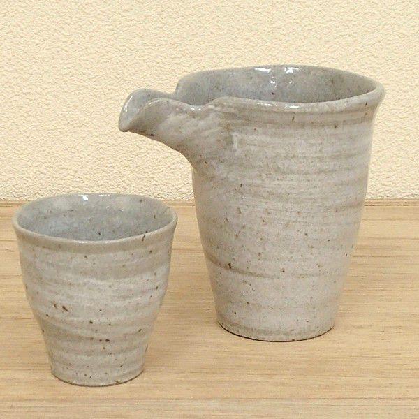 冷酒器 ぐい呑みのセット 片口 白刷毛 陶器 日本酒 おしゃれ 業務用 美濃焼 23y48250-4...