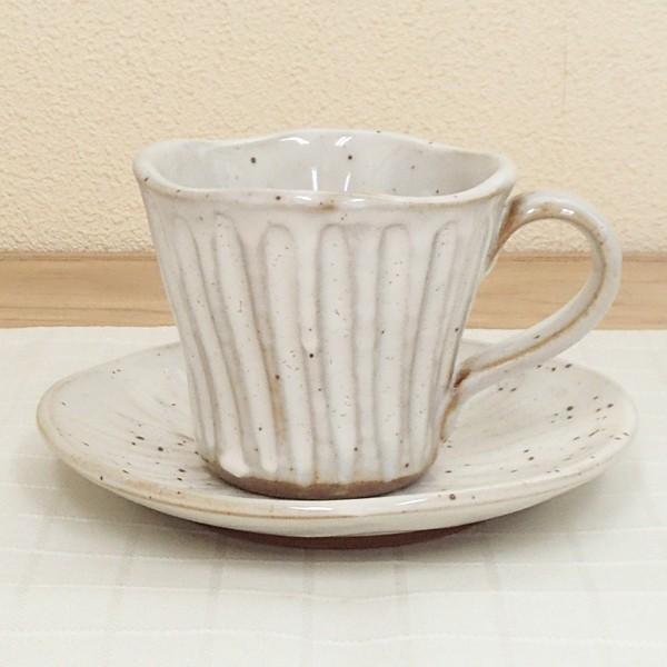 コーヒーカップ ソーサー 粉引削ぎ 和陶器 おしゃれ 業務用 美濃焼 24a789-24