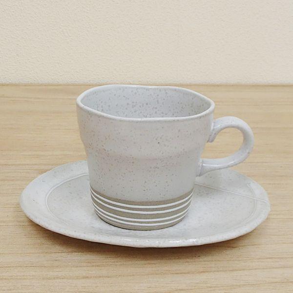 コーヒーカップ ソーサー 白釉一珍 和陶器 おしゃれ 業務用 美濃焼  23b430-05