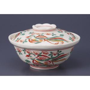 蓋つき煮物椀 緑彩金牡丹 おしゃれ 和食器 業務用 美濃焼 23b280-13