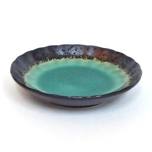 皿 丸皿 深海グリーン4.0皿 13.8cm おしゃれ 和食器 業務用 美濃焼 22a284-33