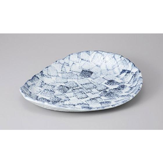 皿 大皿 盛り皿 染付和紙絵変型大皿 33cm おしゃれ 和食器 業務用 美濃焼 22a374-7