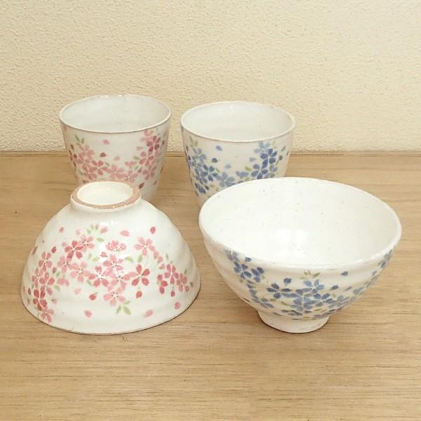 夫婦茶碗と湯呑みのセット 志野桜　箱入り ギフト プレゼント  a3049-2