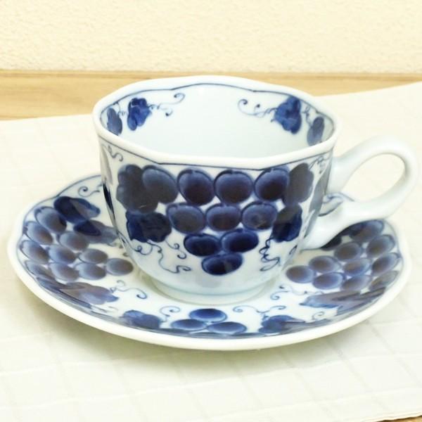 コーヒーカップソーサー ぶどう 陶器 おしゃれ 洋食器 業務用 美濃焼 24a787-42
