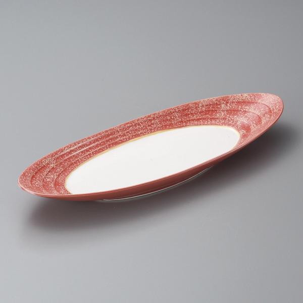 皿 楕円皿 金彩赤釉楕円皿 38cm おしゃれ 和食器 業務用 美濃焼 22d02608-149
